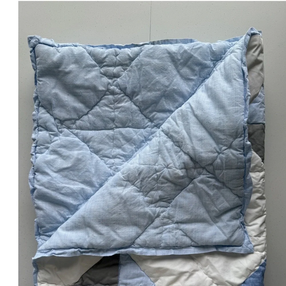Pottery Barn Kids Transportation Quilt Crib Toddler Cars Trucks Patchwork Blue